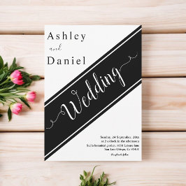 Convites Casamento Moderno Elegante Chic Black E White