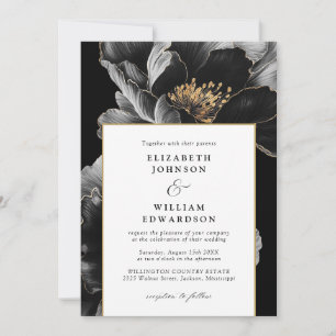 Convites Casamento Moderno Elegante Chic Floral Código QR F