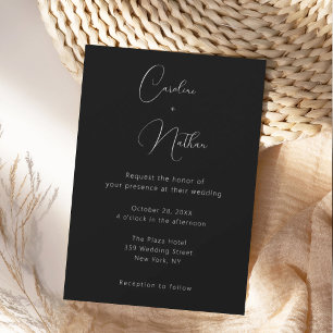 Convites Casamento Moderno Elegante Clássico Preto e Branco