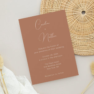 Convites Casamento Moderno Elegante Clássico Terracota e Br