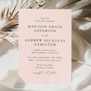 Convites Casamento Moderno Elegante com Letra de Cores Rosa