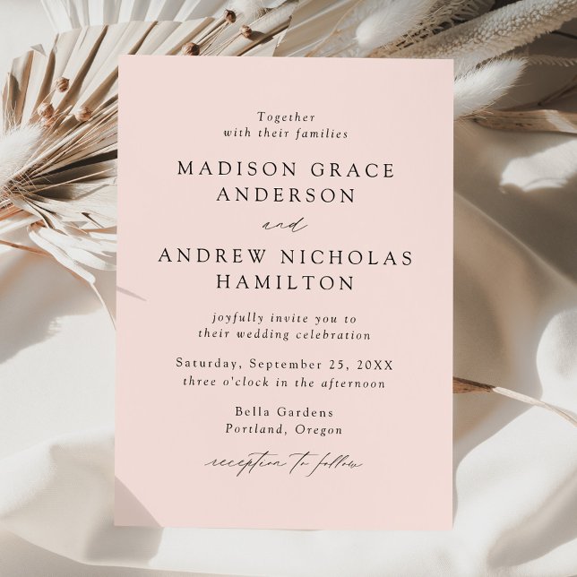 Convites Casamento Moderno Elegante com Letra de Cores Rosa (Criador carregado)