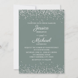 Convites Casamento Moderno Elegante com Sage e Brilho Prate