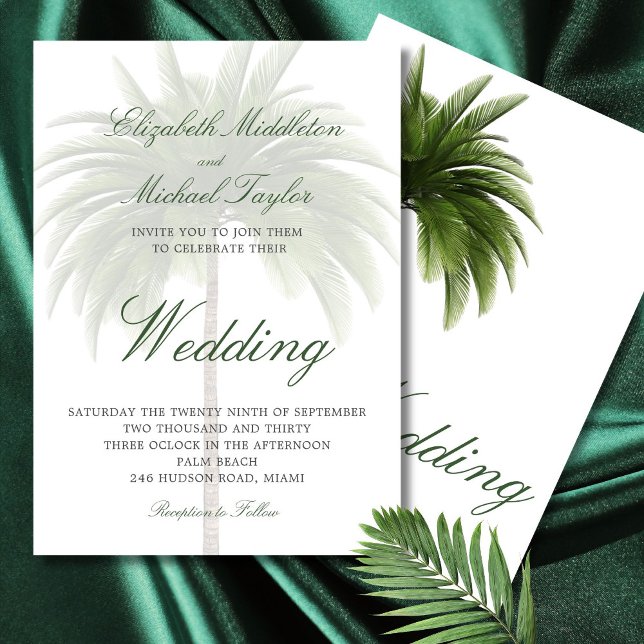 Convites Casamento Moderno Elegante de Árvore Verde Tropica (Criador carregado)