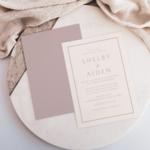 Convites Casamento Moderno Elegante de Blush Mínimo