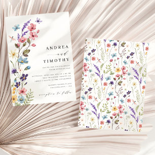 Convites Casamento Moderno Elegante de Flores Silvestres na