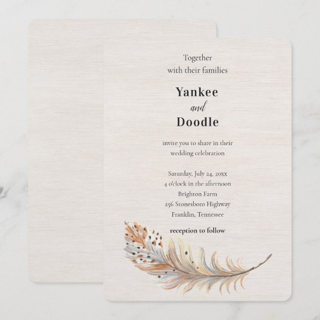 Convites Casamento moderno elegante de verão primavera (Frente/Verso)