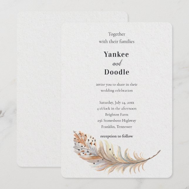 Convites Casamento moderno elegante de verão primavera (Frente/Verso)
