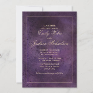 Convites Casamento Moderno Elegante e Chic em Roxo Ameixa