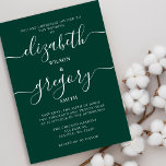 Convites Casamento Moderno Elegante Emerald Green<br><div class="desc">Convocações para Casamento da Emerald Verde Elegante Moderna da Caligrafia Rustic Simple</div>