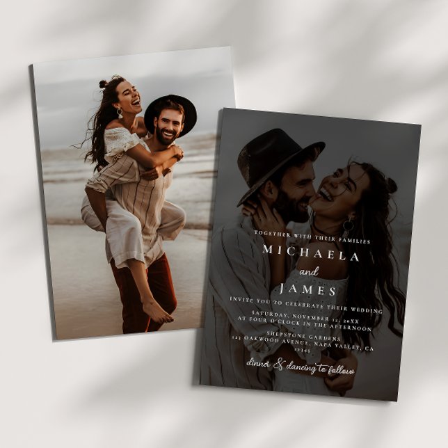 Convites Casamento Moderno Elegante Escuro e Sombrio Simple (Criador carregado)