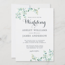 Convites Casamento Moderno Elegante Eucalyptus Foliage