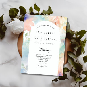Convites Casamento Moderno Elegante Floral Aquarela Pastel
