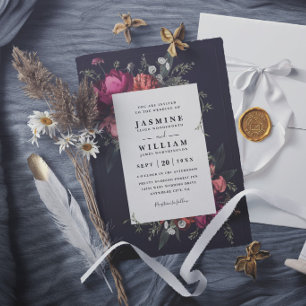 Convites Casamento Moderno Elegante Floral Botânico Florido