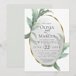 Convites Casamento | Moderno Elegante Folhas Tropicais