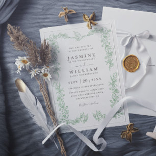 Convites Casamento Moderno Elegante Jardim Romântico Vintag