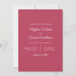 Convites Casamento Moderno Elegante Magenta Simples