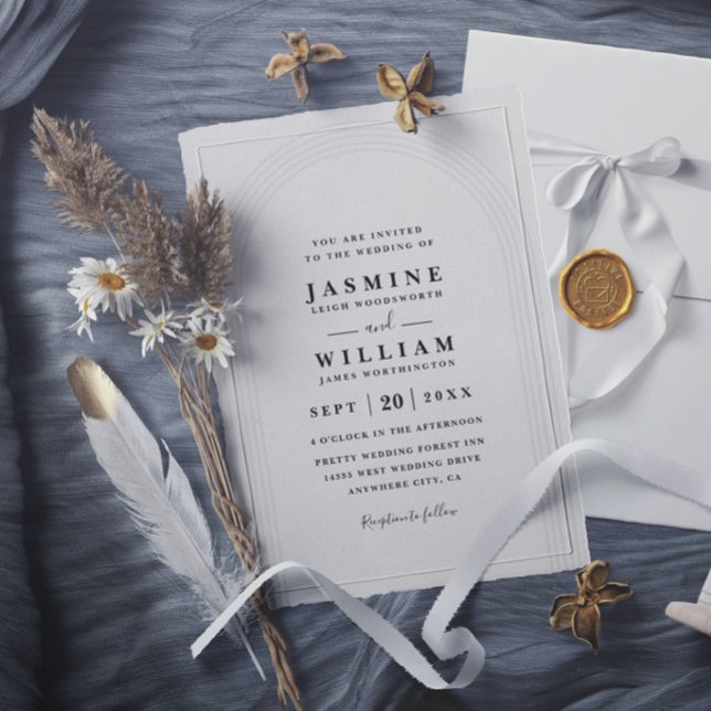 Convites Casamento moderno elegante minimalista com arco em (Criador carregado)