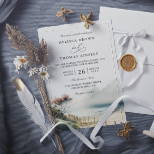 Convites Casamento Moderno Elegante na Praia de Areia Coste