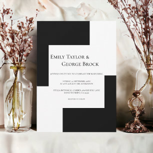 Convites Casamento Moderno Elegante Negro E Branco Minimali