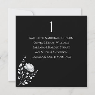 Convites Casamento Moderno Elegante Preto e Branco-Flores
