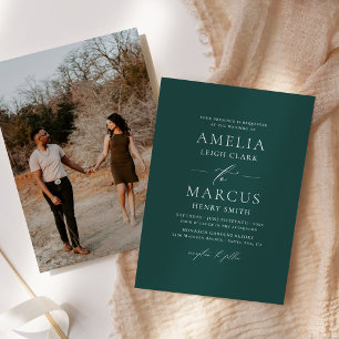Convites Casamento Moderno Elegante Script Azul Turquesa