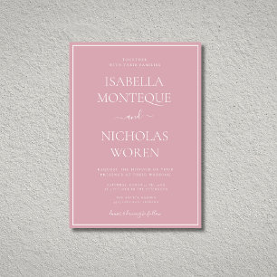 Convites Casamento Moderno Elegante Silencioso Rosa Empoeir