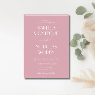 Convites Casamento Moderno Elegante Silencioso Rosa Empoeir