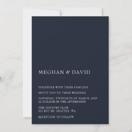 Convites Casamento Moderno Elegante Simples marinho