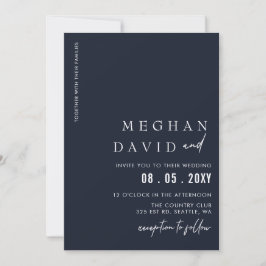 Convites Casamento Moderno Elegante Simples marinho