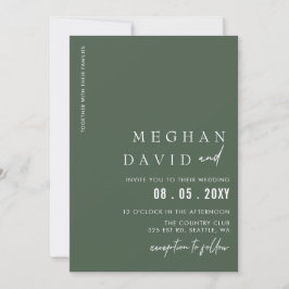 Convites Casamento Moderno Elegante Simples Verde