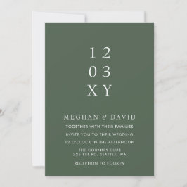 Convites Casamento Moderno Elegante Simples Verde