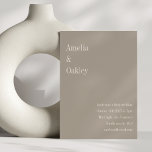 Convites Casamento Moderno Elegante Taupe Brown<br><div class="desc">Convite Moderno para Casamento de Taupe Brown Elegante Chic Minimalista</div>