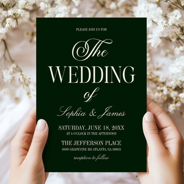 Convites Casamento Moderno Elegante Verde Escuro Profundo M (Criador carregado)