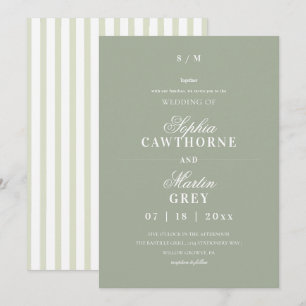 Convites Casamento Moderno Elegante⎮Verde Salvia