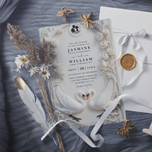 Convites Casamento Moderno Elegante Vintage Embutido Orname