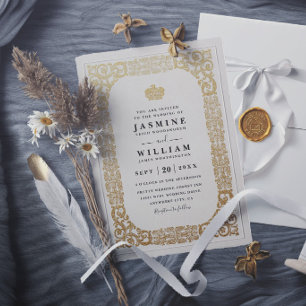 Convites Casamento Moderno Elegante Vintage Embutido Orname