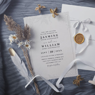 Convites Casamento Moderno Elegante Vintage Embutido Orname