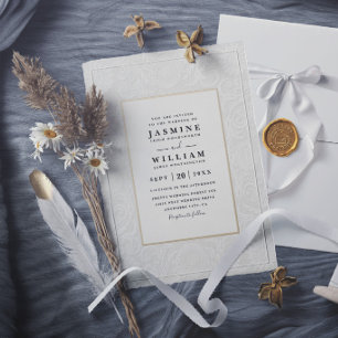 Convites Casamento Moderno Elegante Vintage Embutido Orname