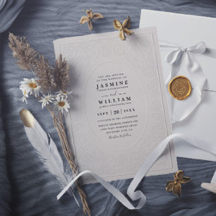 Convites Casamento Moderno Elegante Vintage Embutido Orname