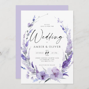 Convites Casamento Moderno Elegante Violet Violet lavanda
