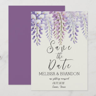 Convites Casamento Moderno Elegante Wisteria Floral Purple