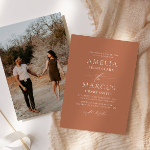 Convites Casamento Moderno em Argila com Letra Elegante