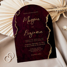 Convites Casamento Moderno em Bourgônia com Arco de Ágata e