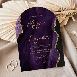 Convites Casamento Moderno em Forma de Arco com Script Chic