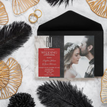 Casamento Moderno em Foto Preto Branco Vermelho
