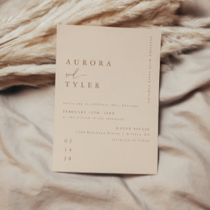 Convites Casamento Moderno em Letra Beige