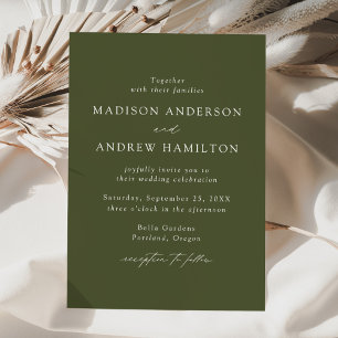 Convites Casamento Moderno em Letra Elegante Verde Oliva