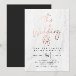 Convites Casamento Moderno em Mármore Branco com Letra em D