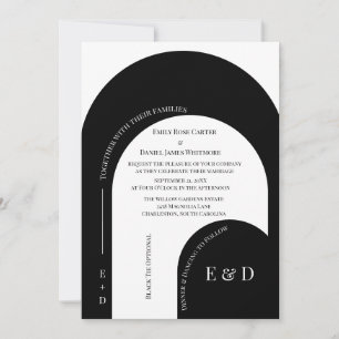Convites Casamento Moderno em Preto e Branco com Arcos